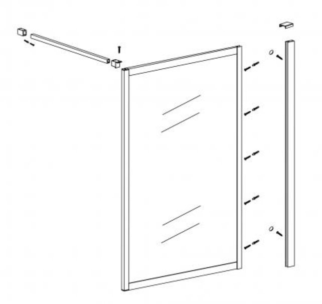 Wiesbaden Inloopdouche Square 120x200 Geborsteld Messing 8 mm nano helder glas - 20.3302