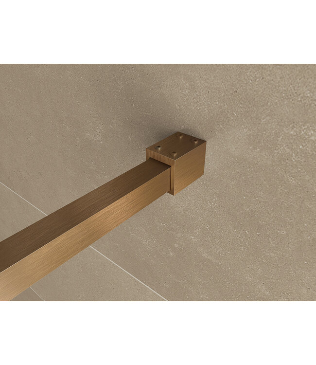 Wiesbaden Inloopdouche Square 100x200 Geborsteld Brons koper 8 mm nano helder glas - 20.3304