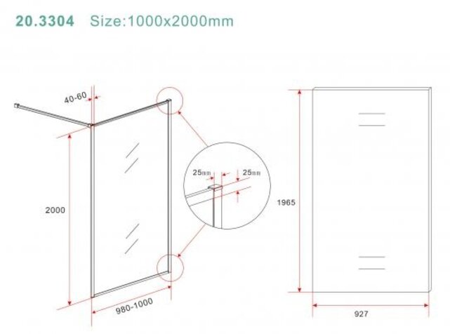 Wiesbaden Inloopdouche Square 100x200 Geborsteld Brons koper 8 mm nano helder glas - 20.3304 Wiesbaden Inloopdouche Square 100x200 Geborsteld Brons koper 8 mm nano helder glas - 20.3304