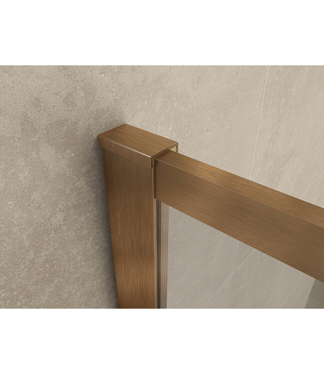Wiesbaden Inloopdouche Square 90x200 Geborsteld Brons koper 8 mm nano helder glas - 20.3303
