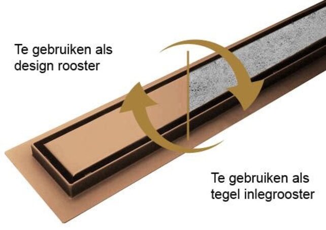 Wiesbaden Douchegoot met tegelrooster 100cm Geborsteld Brons Koper - 33.4249 Wiesbaden Douchegoot met tegelrooster 100cm Geborsteld Brons Koper - 33.4249