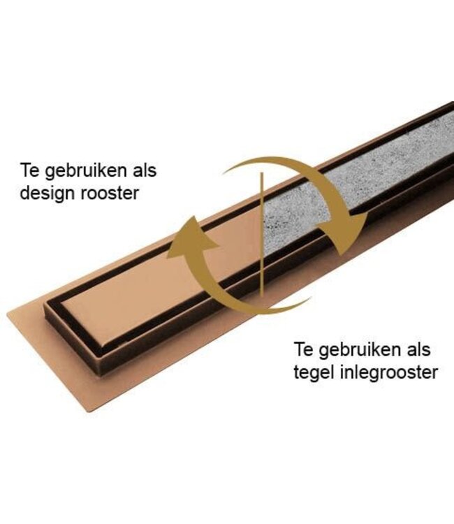 Wiesbaden Wiesbaden Douchegoot met tegelrooster 80cm Geborsteld Brons Koper - 33.424