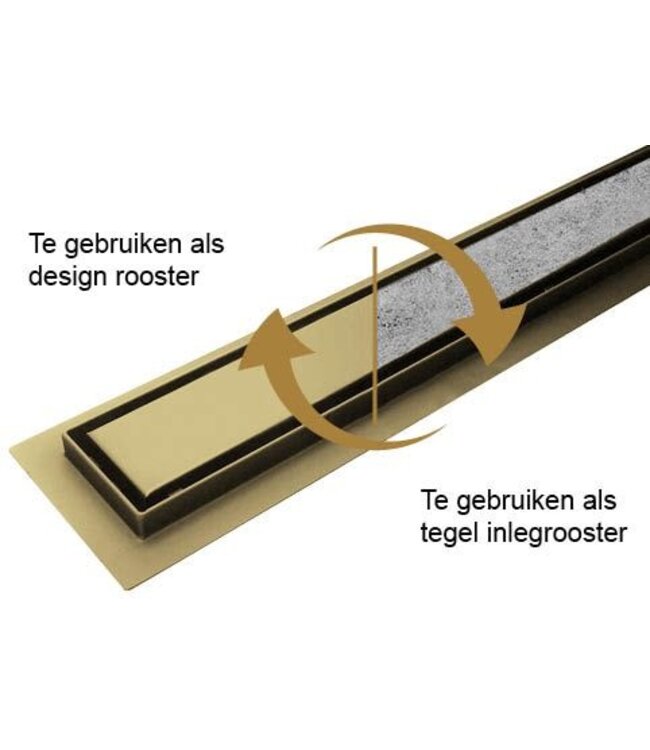 Wiesbaden Douchegoot met tegelrooster 90cm Geborsteld Messing - 33.4238