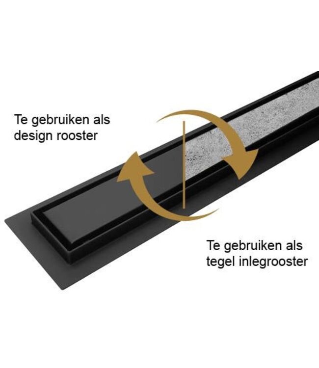 Wiesbaden Douchegoot met tegelrooster 80cm Mat Zwart - 33.4227