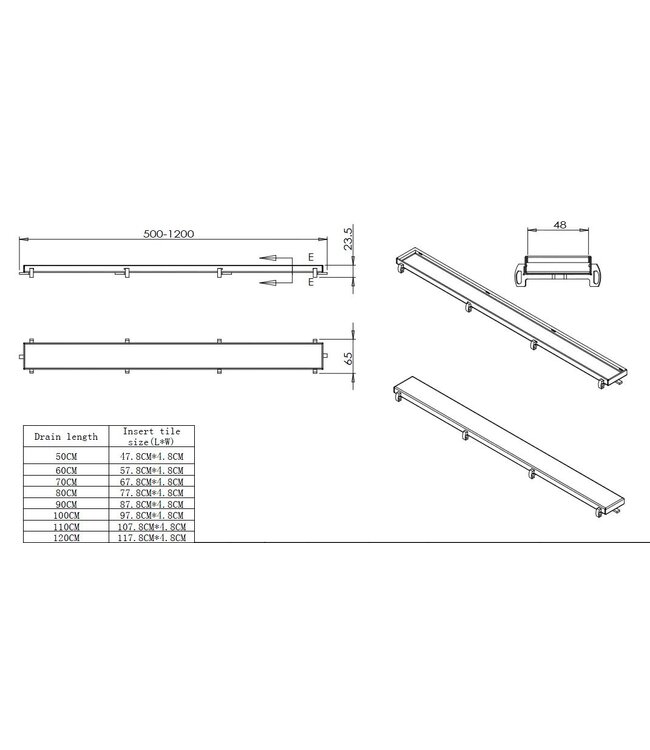 Wiesbaden Douchegoot met tegelrooster 80cm RVS - 33.4273