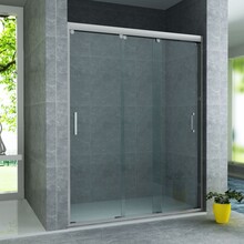 3-Delig Douchedeur Aloni Entra 140x200 cm 8mm helder glas met anti-kalk Chroom