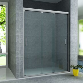 3-Delig Douchedeur Aloni Entra 140x200 cm 8mm helder glas met anti-kalk Chroom