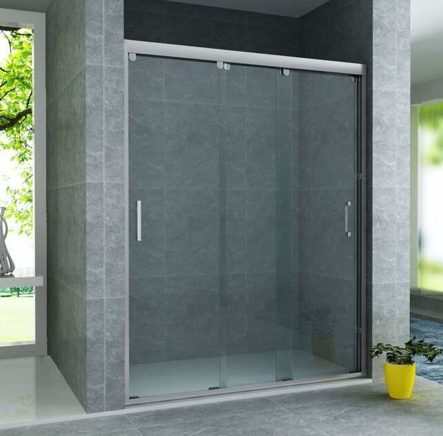3-Delig Douchedeur Aloni Entra 120x200 cm 8mm helder glas met anti-kalk Chroom