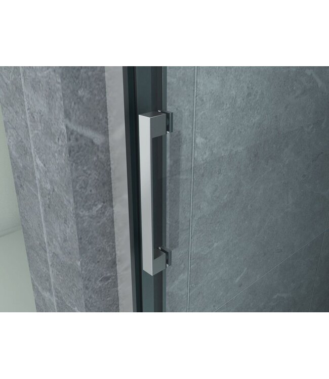 3-Delig Douchedeur Aloni Entra 90x200 cm 8mm helder glas met anti-kalk Chroom
