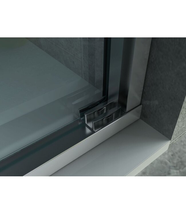 3-Delig Douchedeur Aloni Entra 90x200 cm 8mm helder glas met anti-kalk Chroom