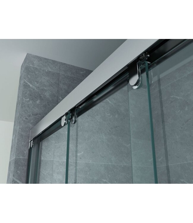 3-Delig Douchedeur Aloni Entra 90x200 cm 8mm helder glas met anti-kalk Chroom