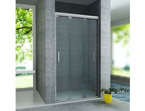 3-Delig Douchedeur Aloni Entra 90x200 cm 8mm helder glas met anti-kalk Chroom