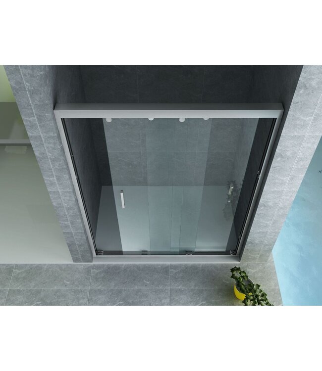 3-Delig Douchedeur Aloni Entra 90x200 cm 8mm helder glas met anti-kalk Chroom