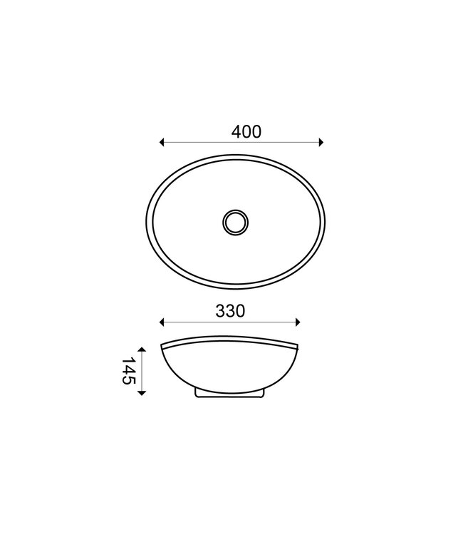 Wiesbaden Waskom Ovaal Barco Mat Wit keramiek 40x33x14cm - 32.1411