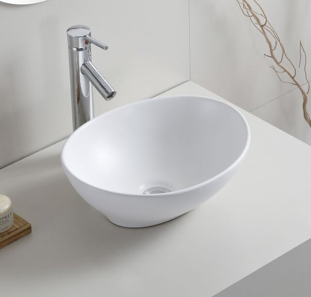 Wiesbaden Waskom Ovaal Barco Mat Wit keramiek 40x33x14cm - 32.1411