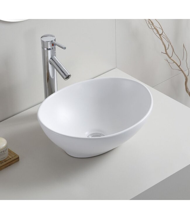 Wiesbaden Waskom Ovaal Barco Mat Wit keramiek 40x33x14cm - 32.1411