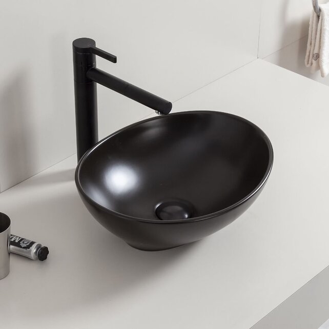 Wiesbaden Waskom Ovaal Barco Mat Zwart keramiek 40x33x14cm - 32.2411 Wiesbaden Waskom Ovaal Barco Mat Zwart keramiek 40x33x14cm - 32.2411