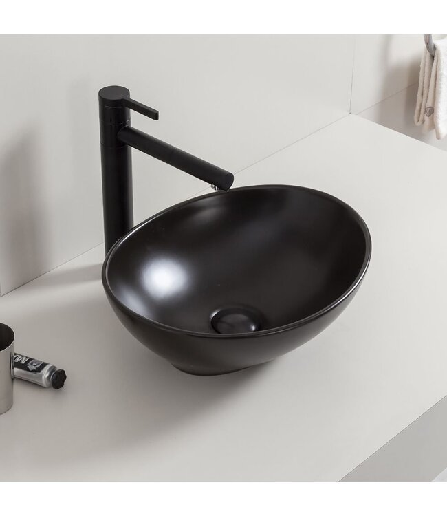 Wiesbaden Waskom Ovaal Barco Mat Zwart keramiek 40x33x14cm - 32.2411