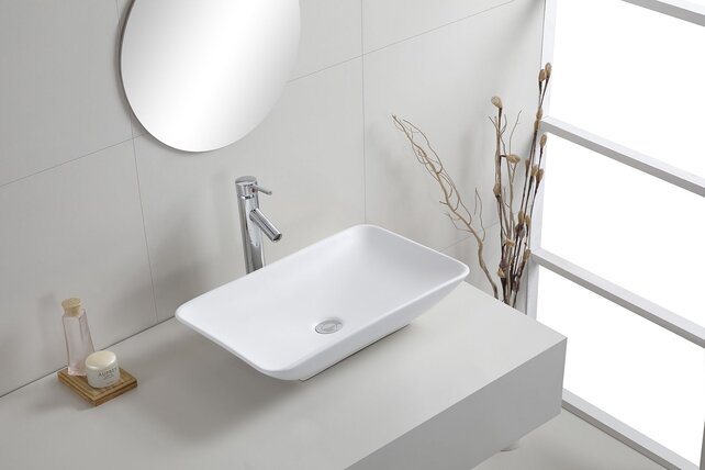 Wiesbaden Waskom Rechthoekig Karé Mat Wit keramiek 58x36x11cm - 32.1408