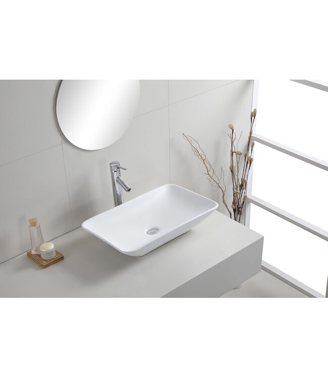 Wiesbaden Waskom Rechthoekig Karé Mat Wit keramiek 58x36x11cm - 32.1408