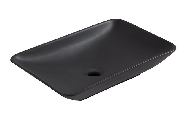 Wiesbaden Waskom Rechthoekig Karé Mat Zwart keramiek 58x36x11cm - 32.2408 Wiesbaden Waskom Rechthoekig Karé Mat Zwart keramiek 58x36x11cm - 32.2408