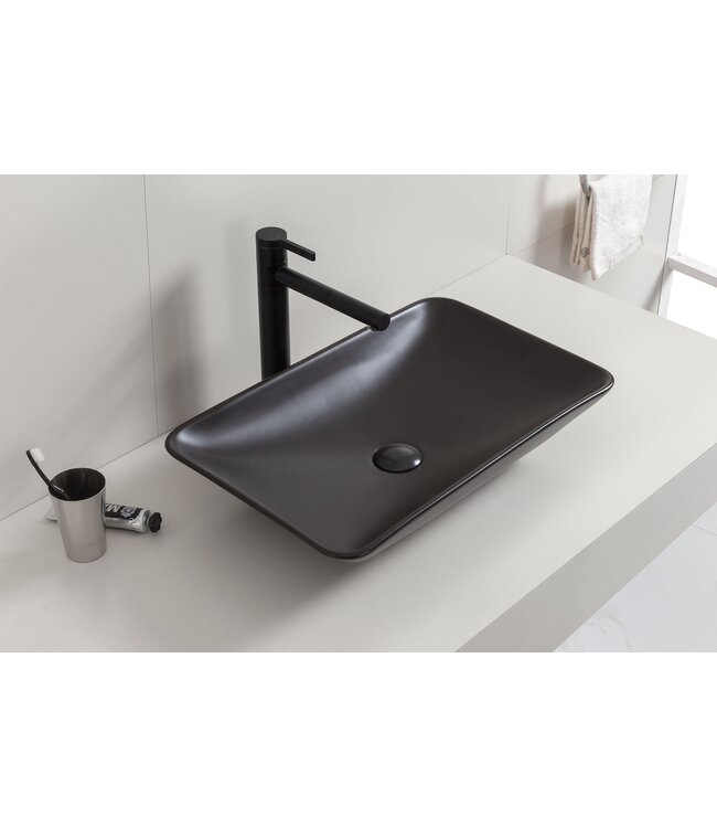 Wiesbaden Wiesbaden Waskom Rechthoekig Karé Mat Zwart keramiek 58x36x11cm - 32.2408