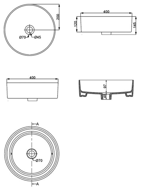 Wiesbaden Waskom Rond Link Mat Wit keramiek 40x12 cm - 32.3322 Wiesbaden Waskom Rond Link Mat Wit keramiek 40x12 cm - 32.3322
