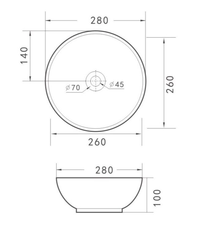 Wiesbaden Waskom Rond Kimo Mat Zwart keramiek 28x10 cm - 32.3414