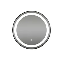 Badkamerspiegel Zwart Rond Hamburg 50cm Anti condens en Led-verlichting touch schakelaar met spiegelverwarming
