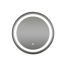 Badkamerspiegel Zwart Rond Hamburg 70cm Anti condens en Led-verlichting touch schakelaar met spiegelverwarming