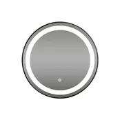 Badkamerspiegel Zwart Rond Hamburg 90cm Anti condens en Led-verlichting touch schakelaar met spiegelverwarming Badkamerspiegel Zwart Rond Hamburg 90cm Anti condens en Led-verlichting touch schakelaar met spiegelverwarming