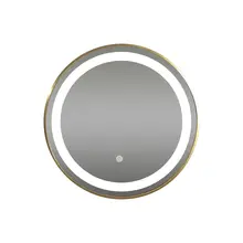 Badkamerspiegel Goud Geborsteld Rond Hamburg 90cm Anti condens en Led-verlichting touch schakelaar met spiegelverwarming