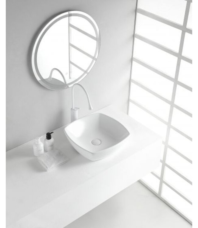 Wiesbaden waskom Vierkant Plaza Wit 42x42x13,5 cm keramiek - 32.3407