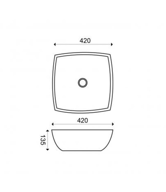 Wiesbaden waskom Vierkant Plaza Wit 42x42x13,5 cm keramiek - 32.3407