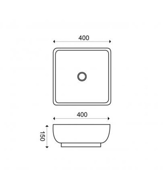 Wiesbaden Wiesbaden waskom Vierkant Piazza Wit 40x40x15 cm keramiek - 32.3406