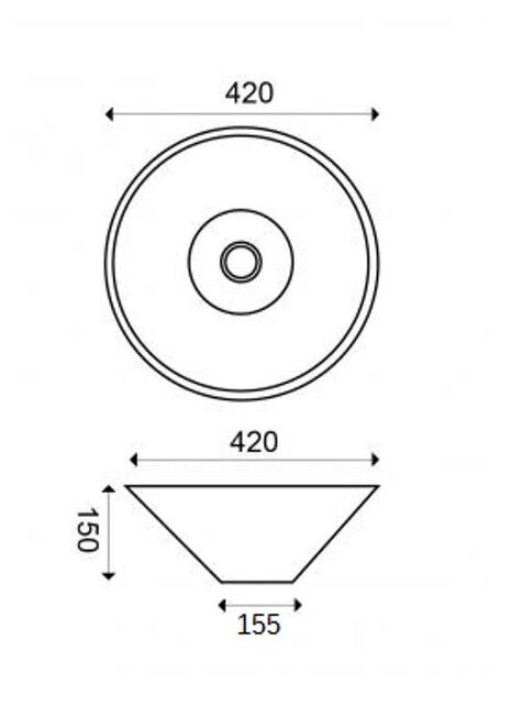 Wiesbaden Ronde waskom Circle Wit 42 x 15 cm keramiek - 32.3404