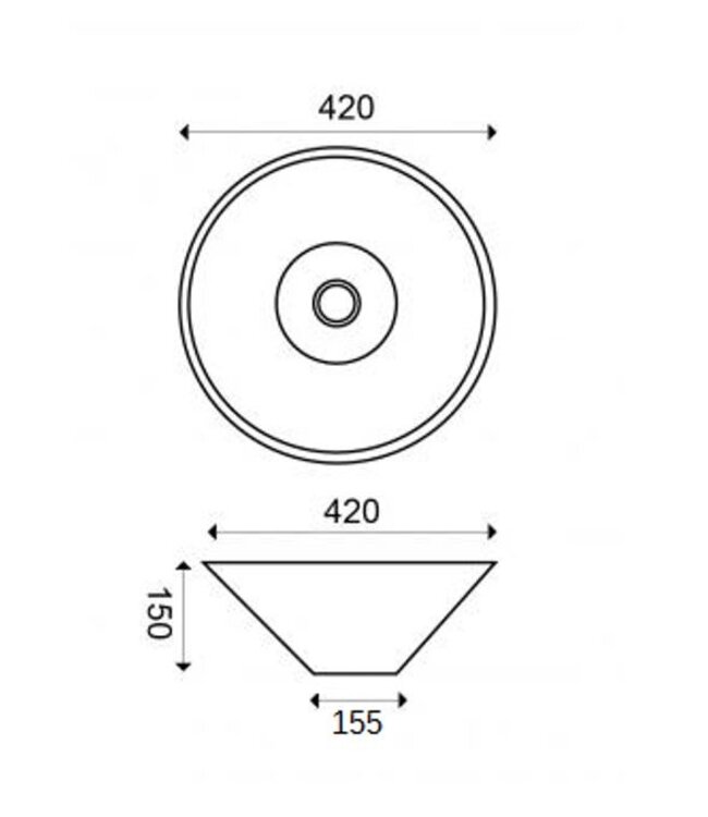 Wiesbaden Ronde waskom Circle Wit 42 x 15 cm keramiek - 32.3404