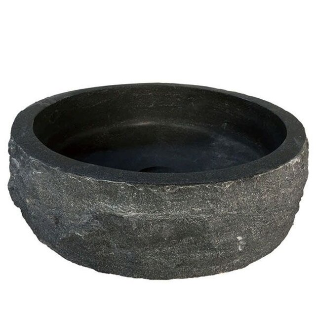 Wiesbaden Raw Natuursteen waskom Rond 40x12 cm hamerslag hardsteen gezoet - 39.3517