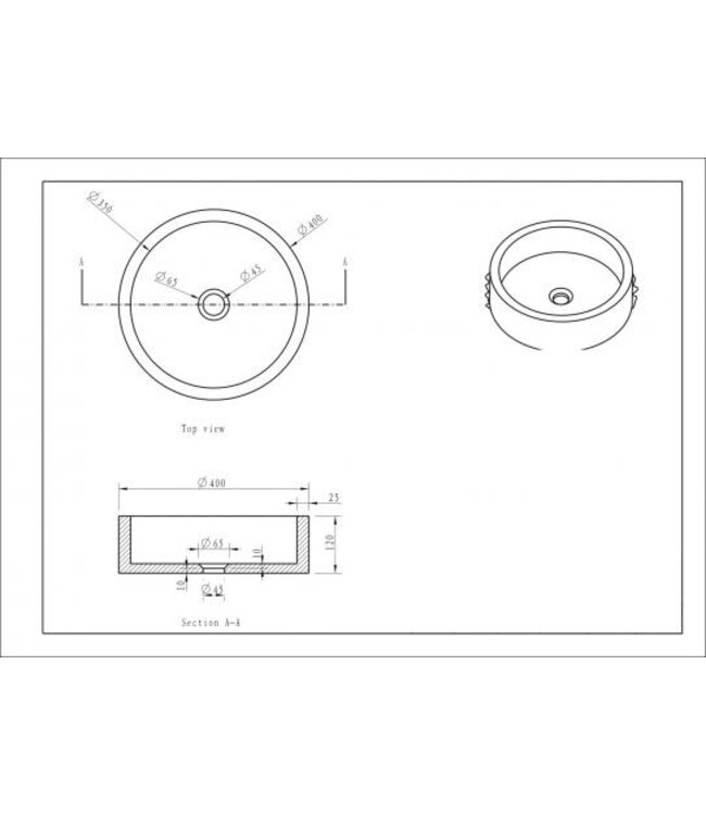 Wiesbaden Wiesbaden Raw Natuursteen waskom Rond 40x12 cm hamerslag hardsteen gezoet - 39.3517