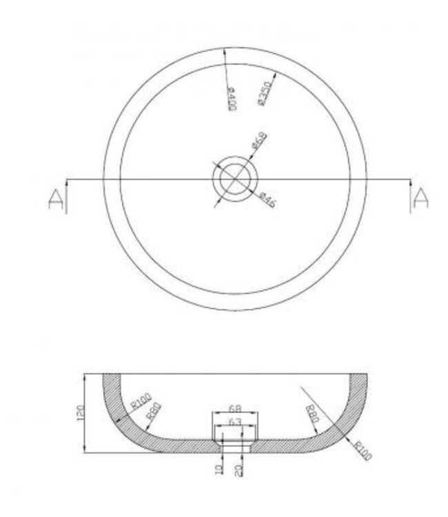 Wiesbaden Raw Natuursteen waskom Rond 40x12cm hardsteen gezoet - 39.3520