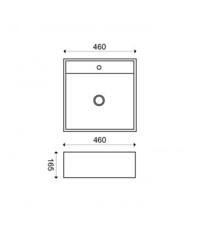 Wiesbaden Larx Vierkante Waskom 46x46x16 cm Wit keramiek - 32.3400