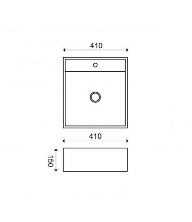 Wiesbaden Larx Vierkante Waskom 41x41x15 cm Wit keramiek - 32.3401