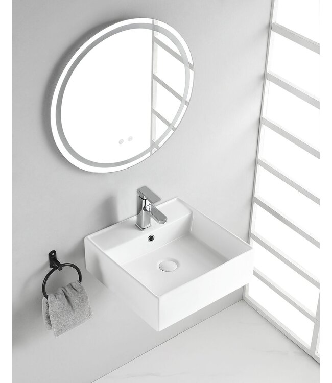 Wiesbaden Larx Vierkante Waskom 38x38x13 cm Wit keramiek - 32.3405