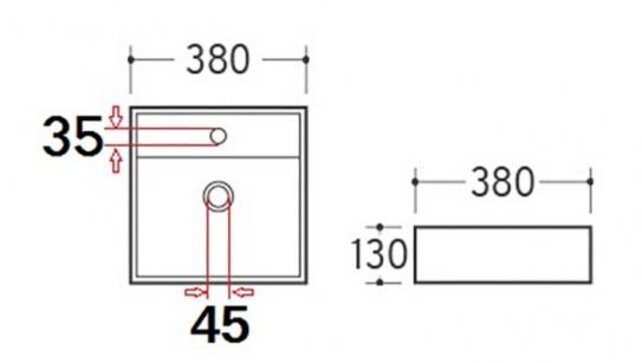Wiesbaden Larx Vierkante Waskom 38x38x13 cm Wit keramiek - 32.3405