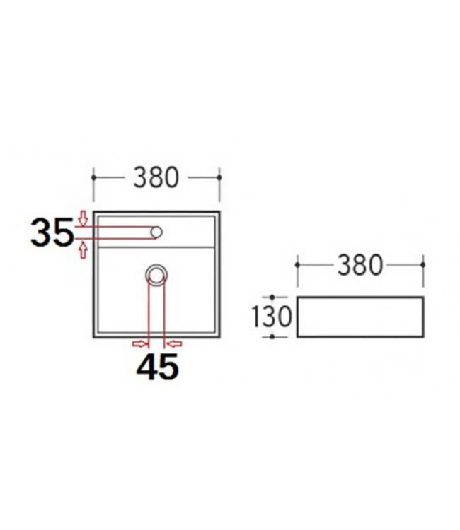 Wiesbaden Wiesbaden Larx Vierkante Waskom 38x38x13 cm Wit keramiek - 32.3405