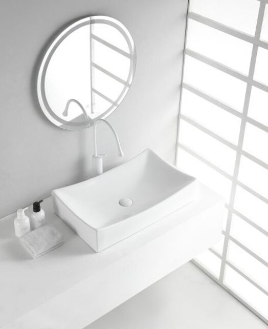 Wiesbaden waskom rechthoekig Slide Wit 65x39x13 cm keramiek - 32.3402