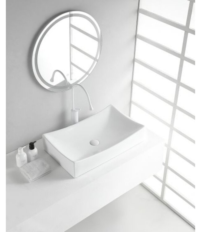 Wiesbaden Wiesbaden waskom rechthoekig Slide Wit 65x39x13 cm keramiek - 32.3402