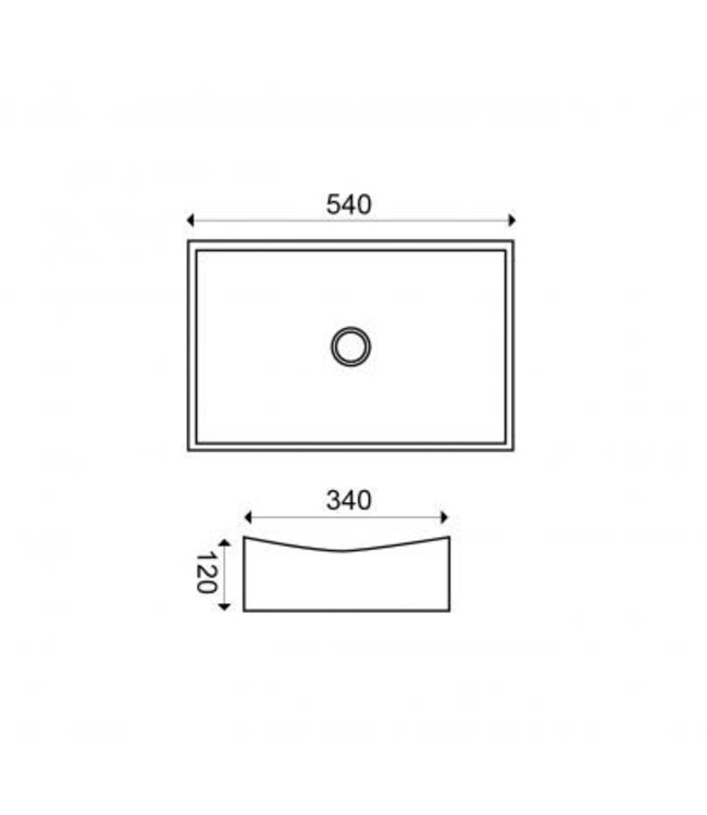 Wiesbaden waskom rechthoekig Slide Wit 55x35x12 cm keramiek - 32.3403