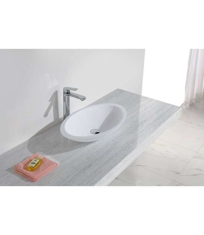 Wiesbaden Kim waskom ovaal mat wit 59x35x11 cm Solid surface - 36.4041