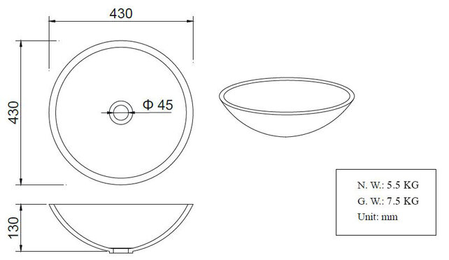 Wiesbaden Solid Surface waskom Valerie Beton Look Rond 43x13 cm - 36.4063 Wiesbaden Solid Surface waskom Valerie Beton Look Rond 43x13 cm - 36.4063